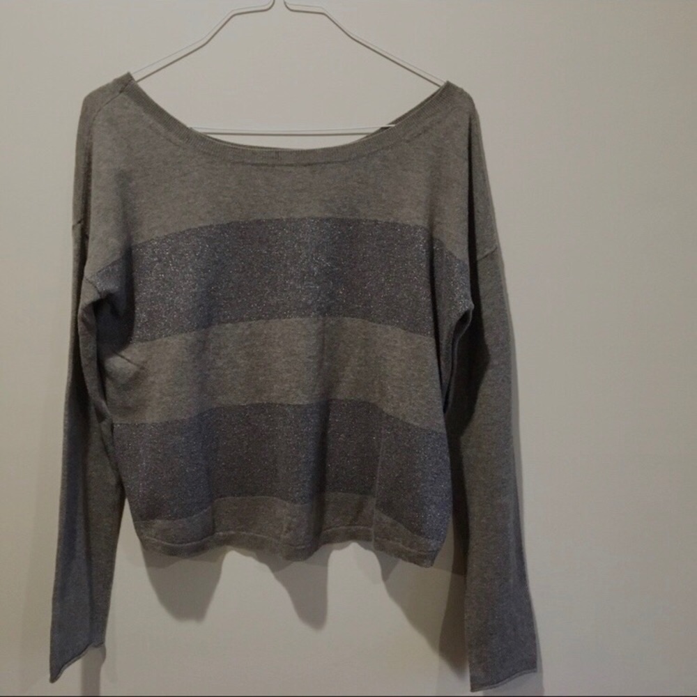 Banana republic glitter striped sweater grey